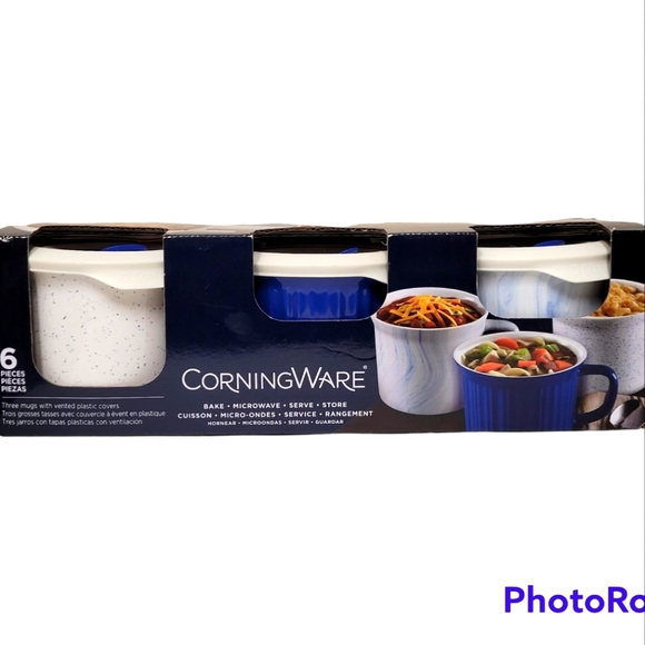 Corningware Kitchen Nwt Corning Ware 6 Piece Set 3 Mugs 3 Vented